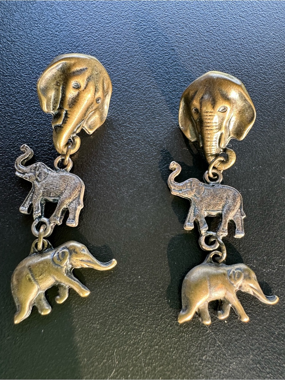vintage multi-tier dangle elephant earrings